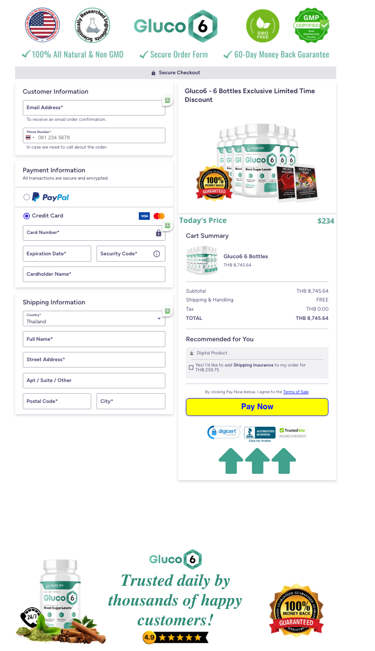 Gluco 6 Official Website Secure Order Page